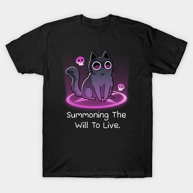 Summoning The Will To Live Cat T-Shirt by Digital Magician